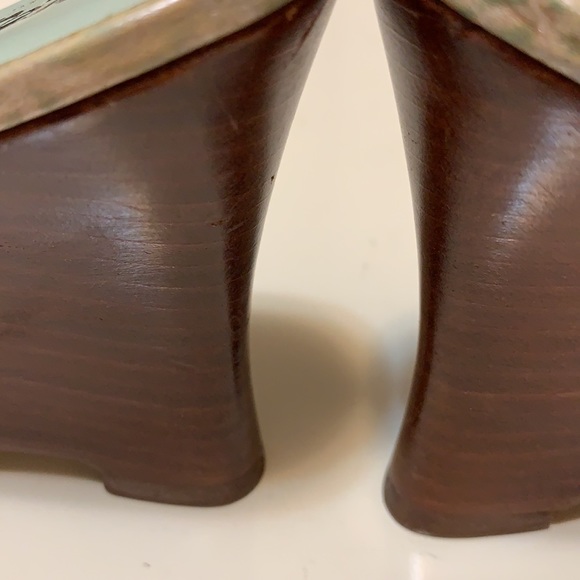 Y2K CARLOS SANTANA GREEN SNAKE CAGED SANDALS  SZ 5.5 M WEDGES LEATHER WEAVE - Picture 11 of 15